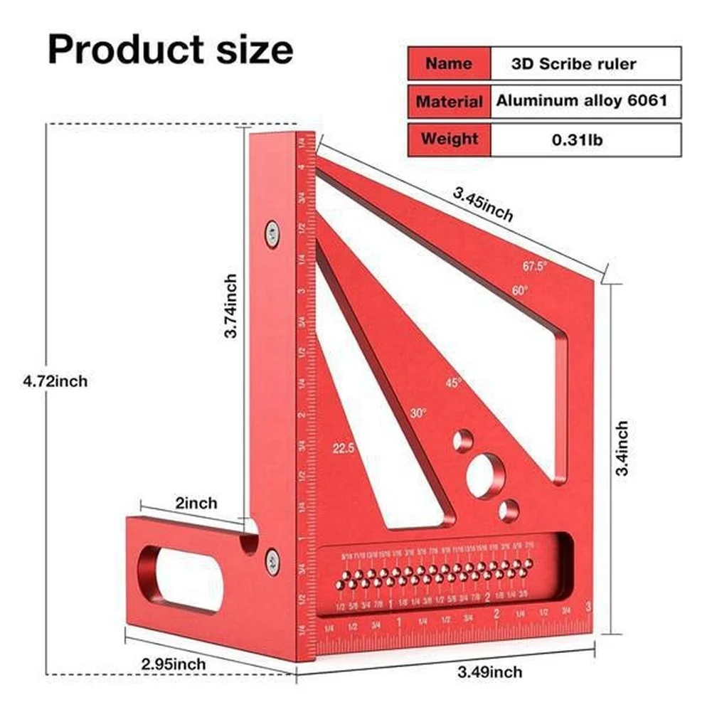 Czerwony kątomierz 3D wielokąt – Workshop Layout Tools recenzja i cena
